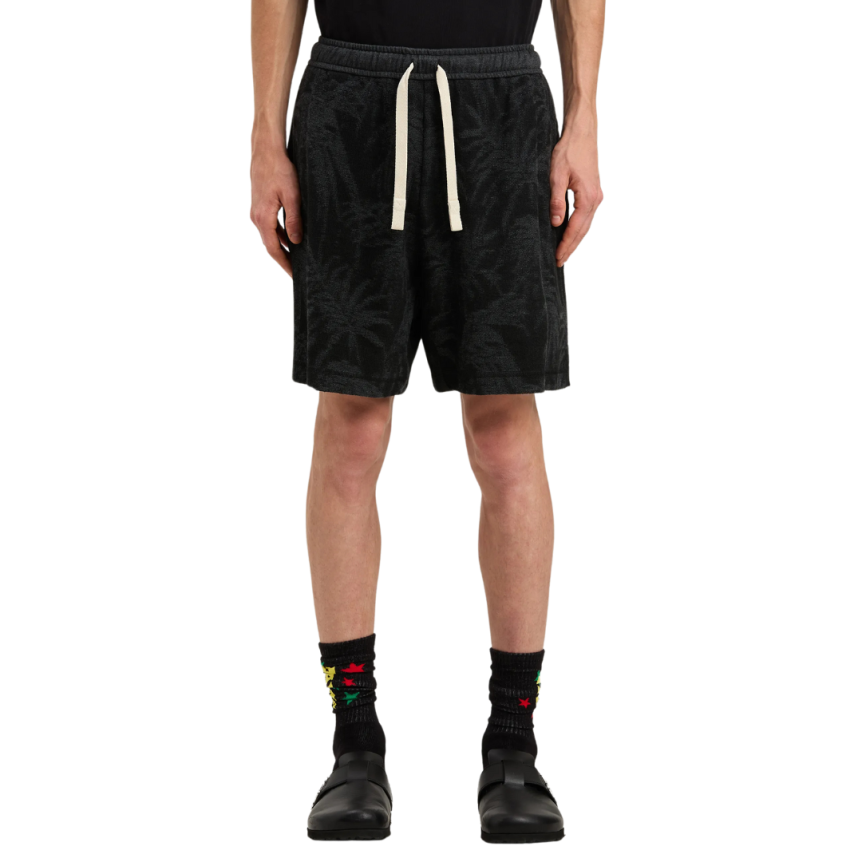 Short PALM ANGELS coton noir palmiers gris