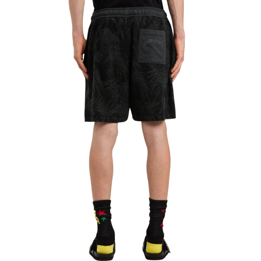 Short PALM ANGELS coton noir palmiers gris