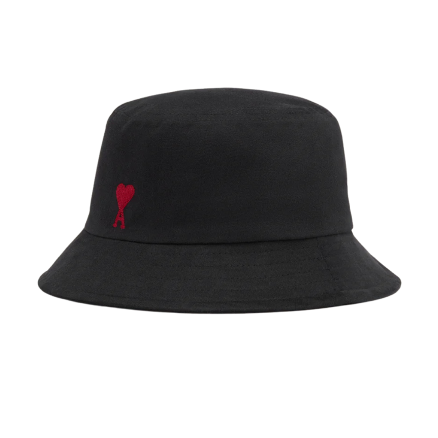 Bob AMI Paris gabardine de coton peau de pêche noir cœur rouge