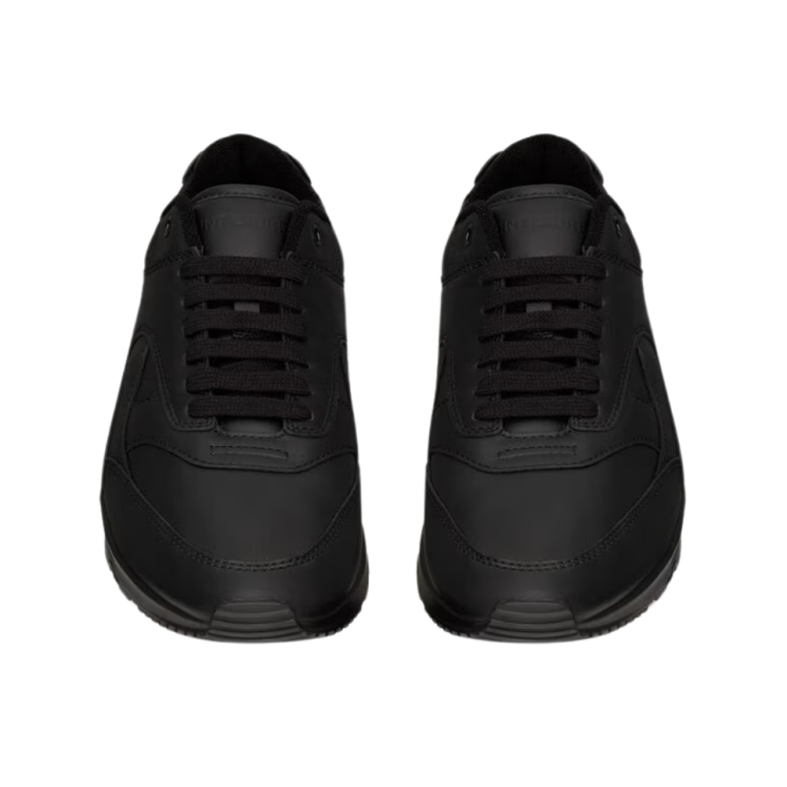 Sneaker basket basse SAINT LAURENT Bump à lacets cuir veau lisse noir