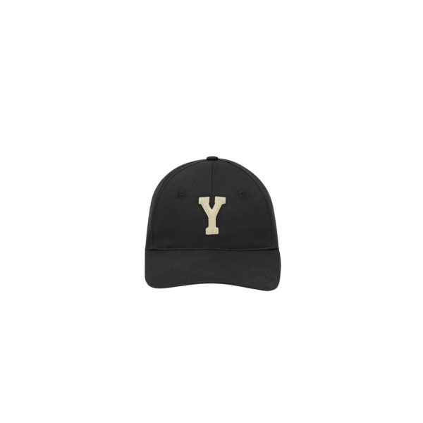 Casquette universitaire SAINT LAURENT coton noir patch Y beige