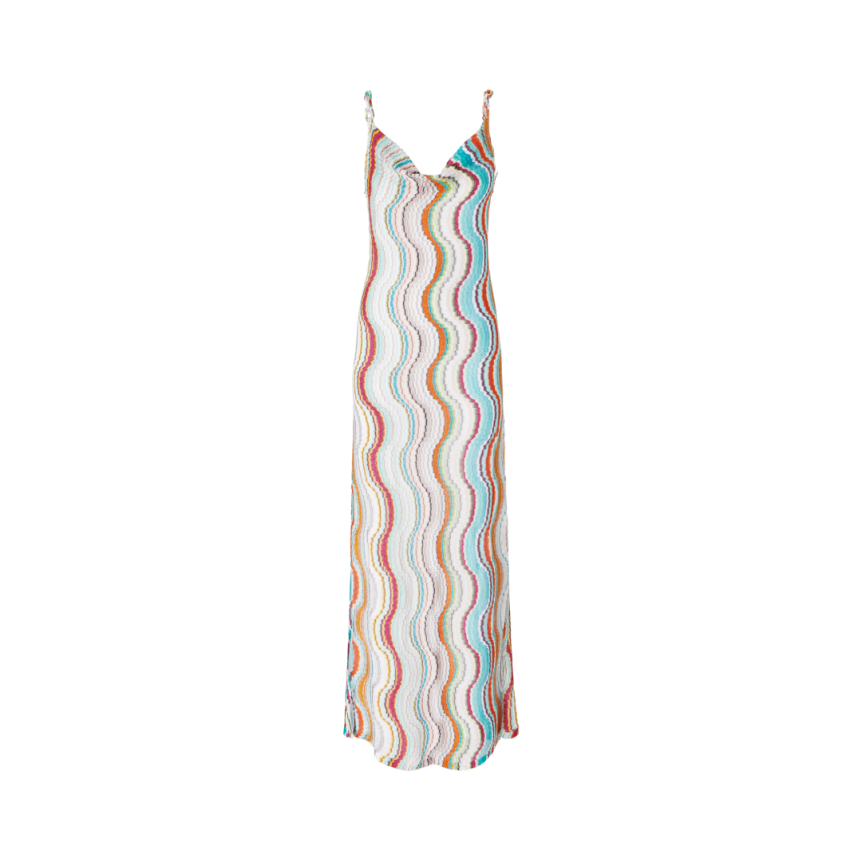 Robe cache-cœur MISSONI longue rayon fibre métal vague multicolore
