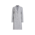 Manteau simple boutonnage en tweed lamé bouclé gris argent