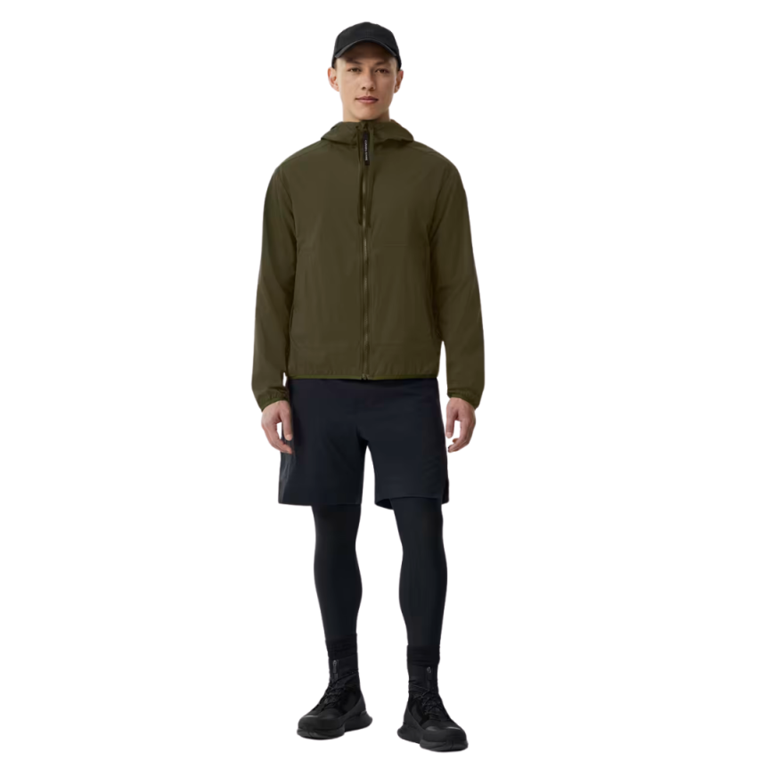 Coupe vent zippé à capuche CANADA GOOSE Killarney nylon kaki logo noir