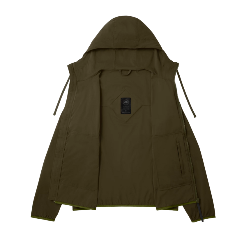 Coupe vent zippé à capuche CANADA GOOSE Killarney nylon kaki logo noir