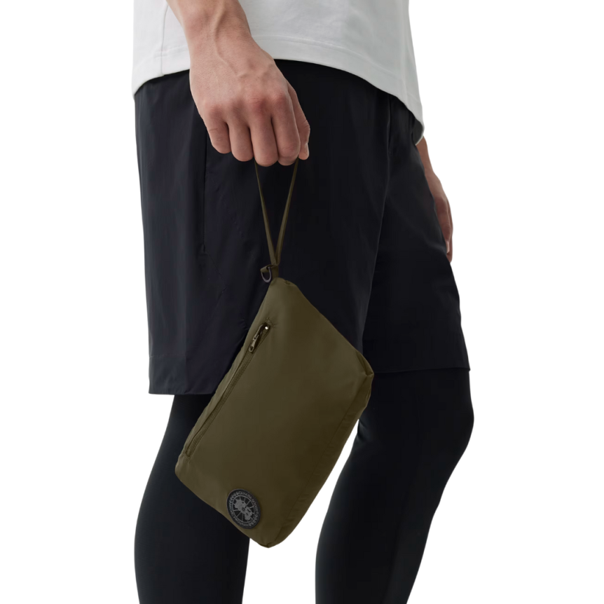 Coupe vent zippé à capuche CANADA GOOSE Killarney nylon kaki logo noir