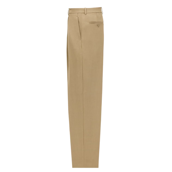 Pantalon Costume SAINT LAURENT taille haute laine beige foncé