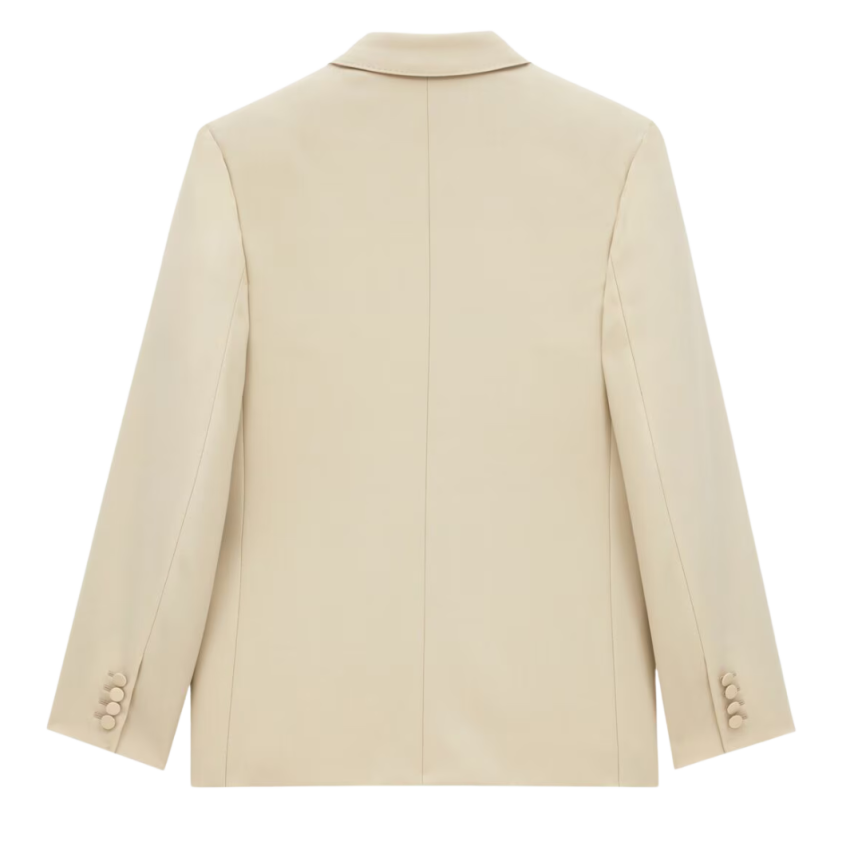 Veste Costume SAINT LAURENT smoking beige bande satin