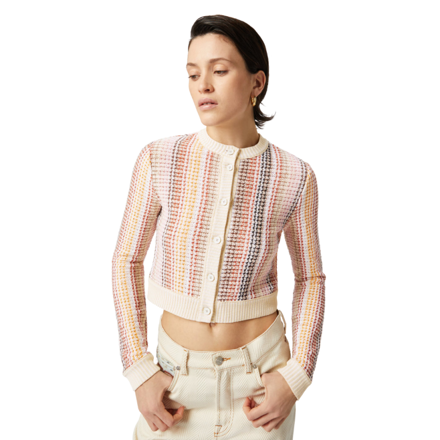 Cardigan MISSONI col rond à boutons Caperdoni multicolore rose orange