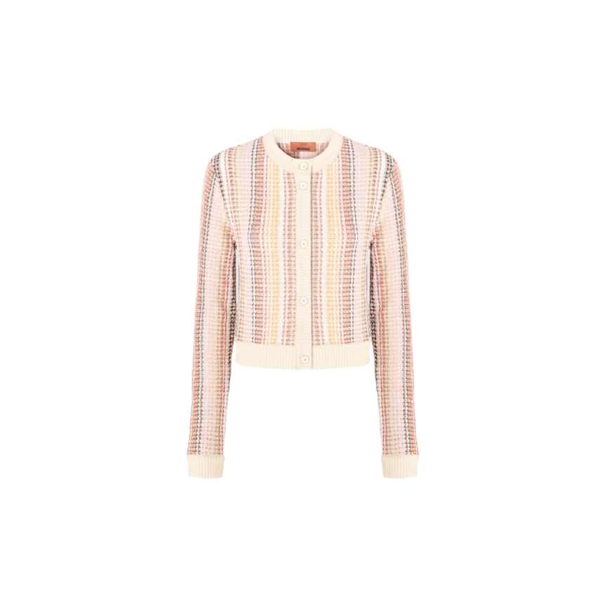 Cardigan MISSONI col rond à boutons Caperdoni multicolore rose orange