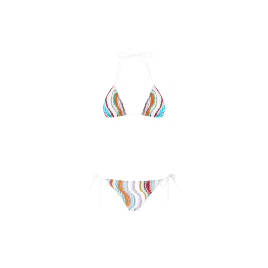 Maillot de bain MISSONI 2 pièces Bikini triangle viscose vagues multicolore