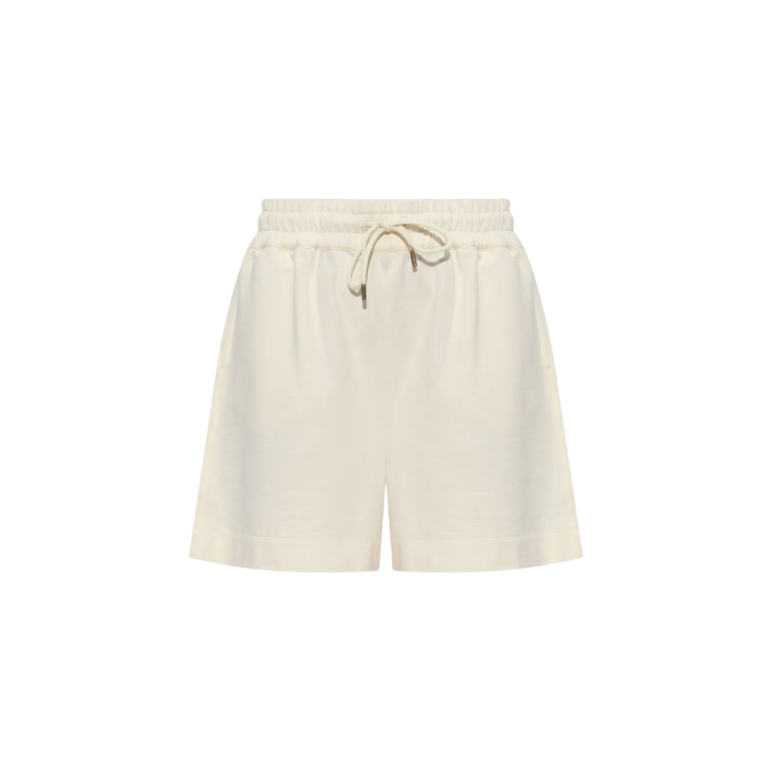 Short MONCLER taille élastique coton beige clair