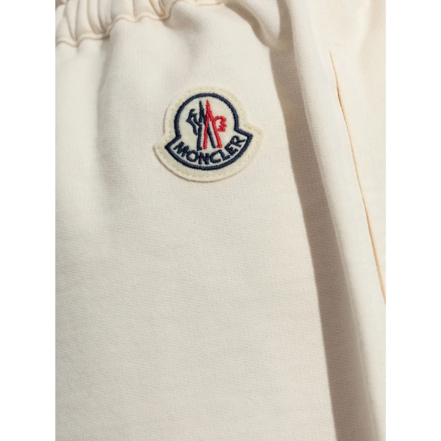 Short MONCLER taille élastique coton beige clair
