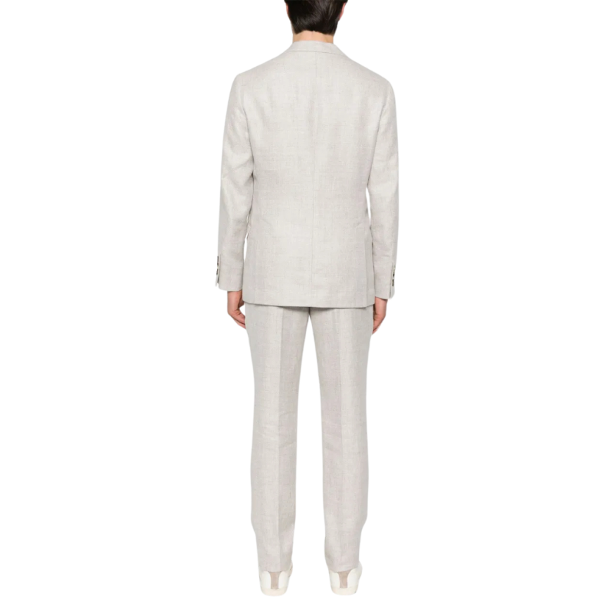 Costume BRUNELLO CUCINELLI Veste blazer simple bouton pantalon lin beige