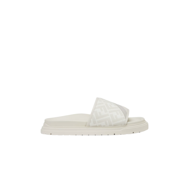 Sandale Fendi Diagonal Mule jacquard FF cuir blanc