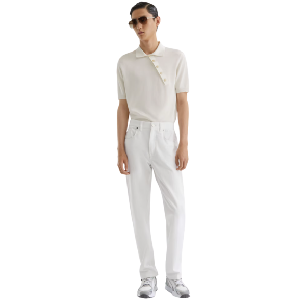 Pantalon jean FENDI Selleria coton blanc FF poche ton sur ton