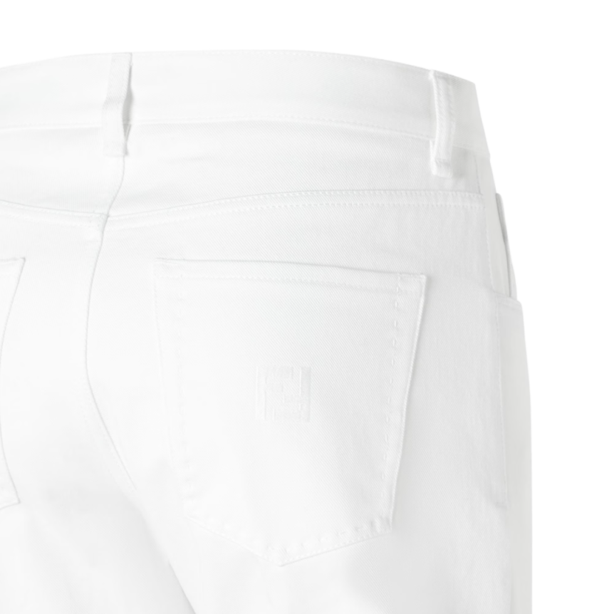 Pantalon jean FENDI Selleria coton blanc FF poche ton sur ton