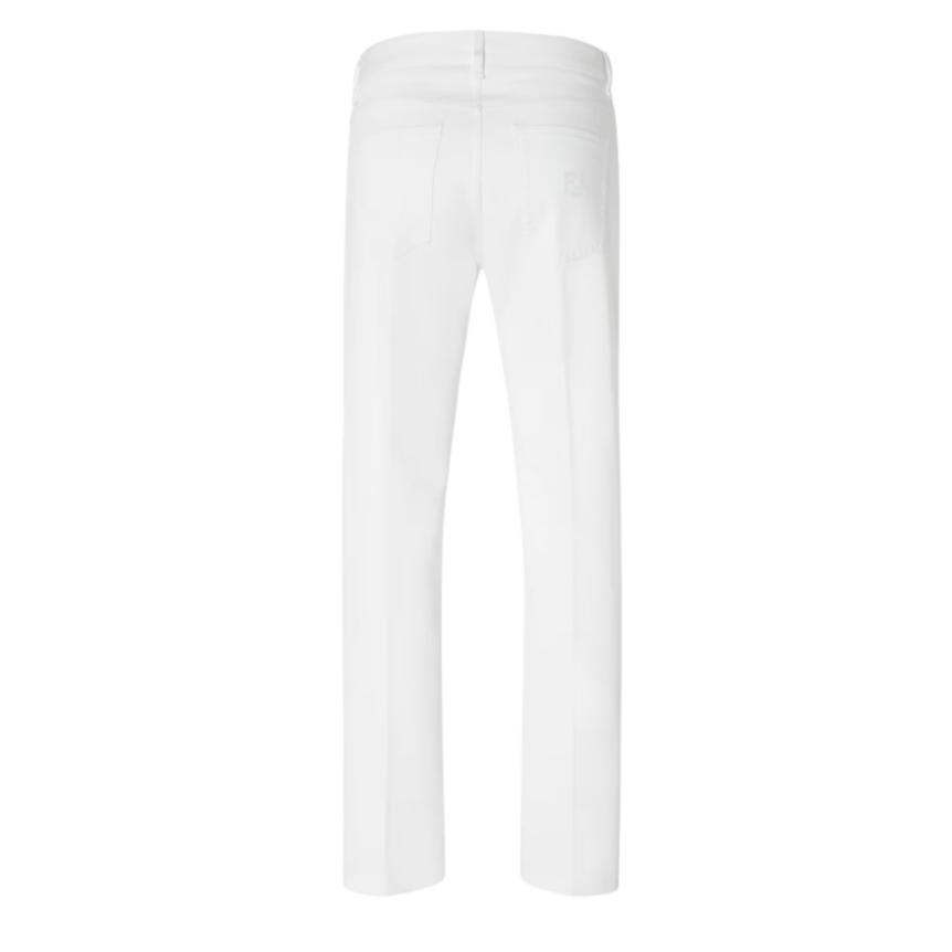 Pantalon jean FENDI Selleria coton blanc FF poche ton sur ton