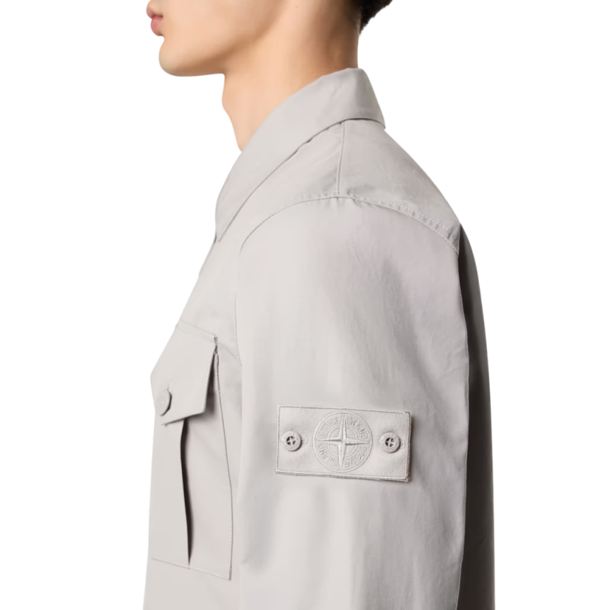 Surchemise zippée  STONE ISLAND Ghost coton gris badge ton sur ton