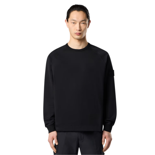 Sweat-shirt STONE ISLAND col rond Ghost coton noir badge ton sur ton