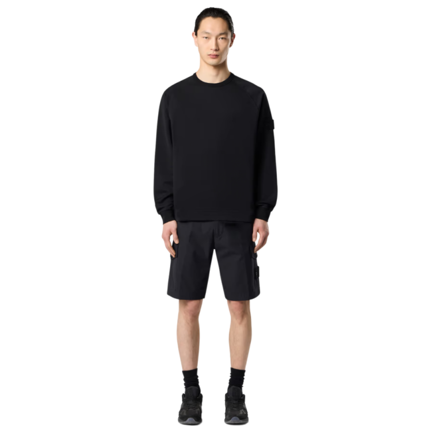 Sweat-shirt STONE ISLAND col rond Ghost coton noir badge ton sur ton