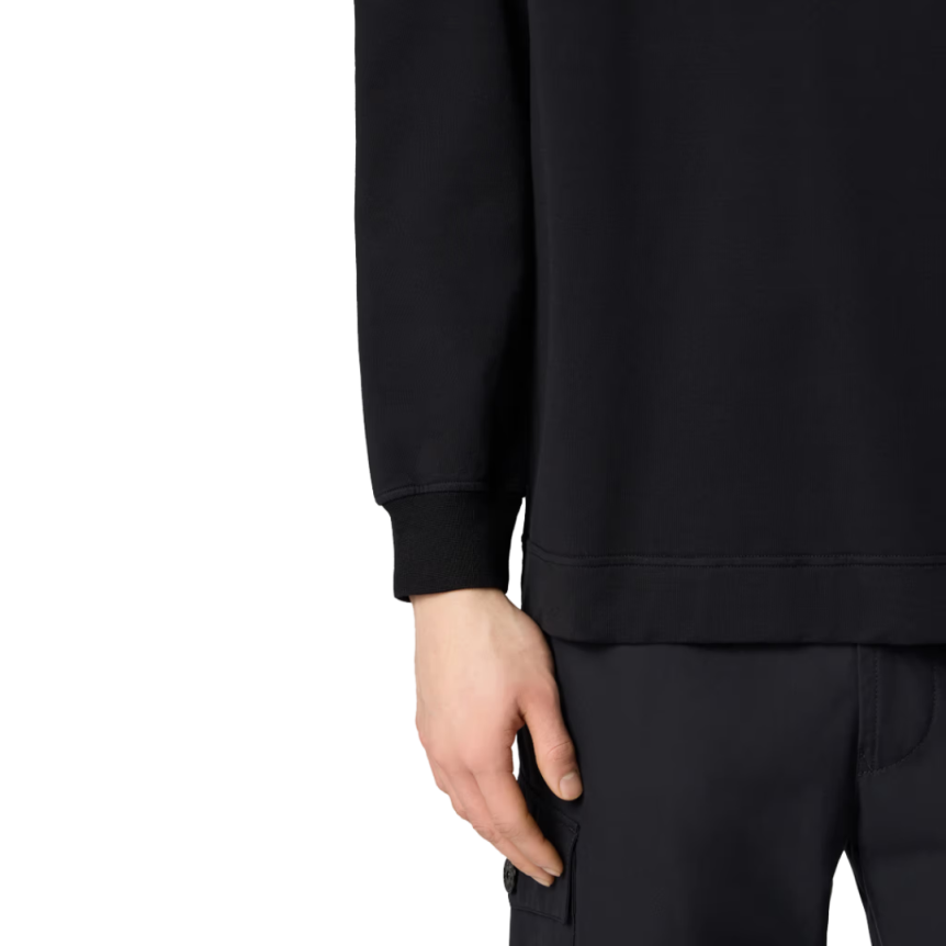 Sweat-shirt STONE ISLAND col rond Ghost coton noir badge ton sur ton