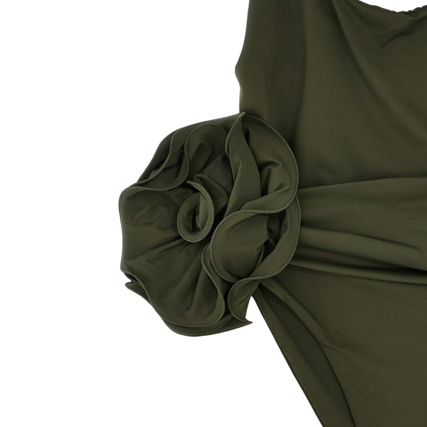 Maillot de bain une pièce MAGDA BUTRYM fines bretelles kaki fleurs