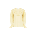 Top Blouse fluide col V volants soie habotai jaune