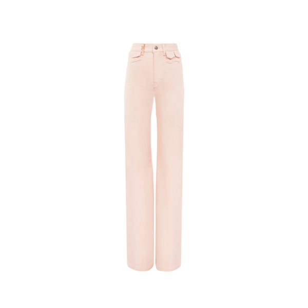 Jean taille haute CHLOE évasé denim coton bio rose poche rabat