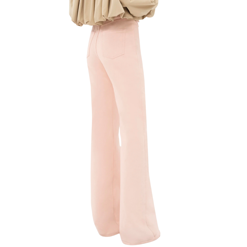 Jean taille haute CHLOE évasé denim coton bio rose poche rabat