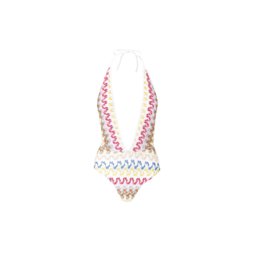 Maillot de bain une pièce MISSONI dentelle viscose lamé zigzag multicolore
