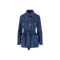 Veste saharienne Jean coton denim bleu boutons V Gold