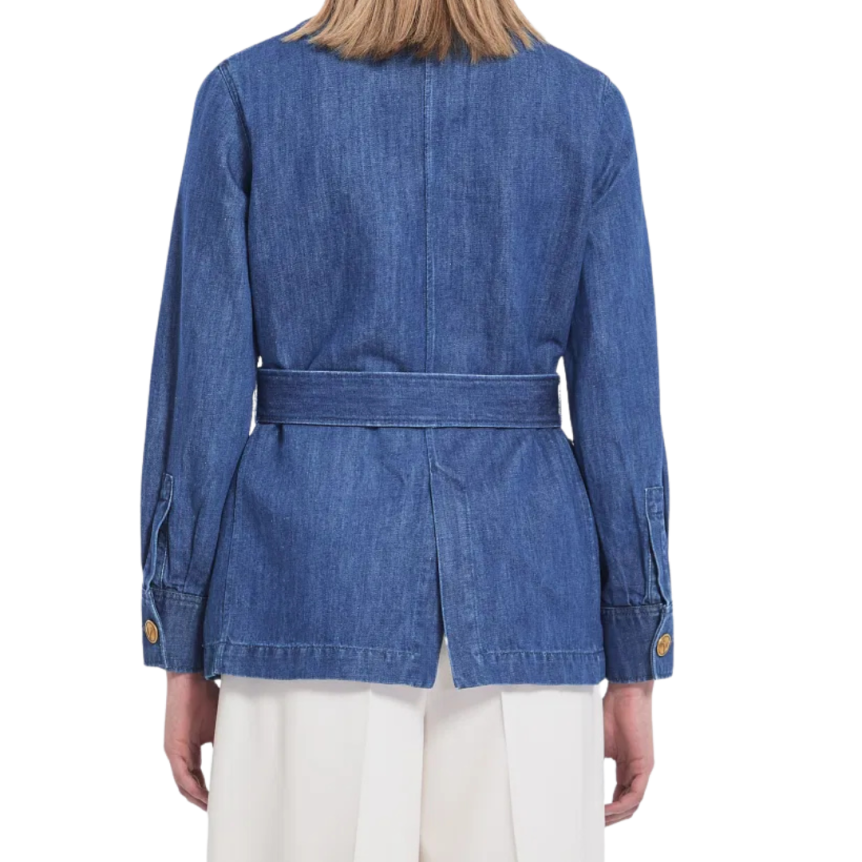 Veste saharienne VALENTINO Jean coton denim bleu boutons V Gold