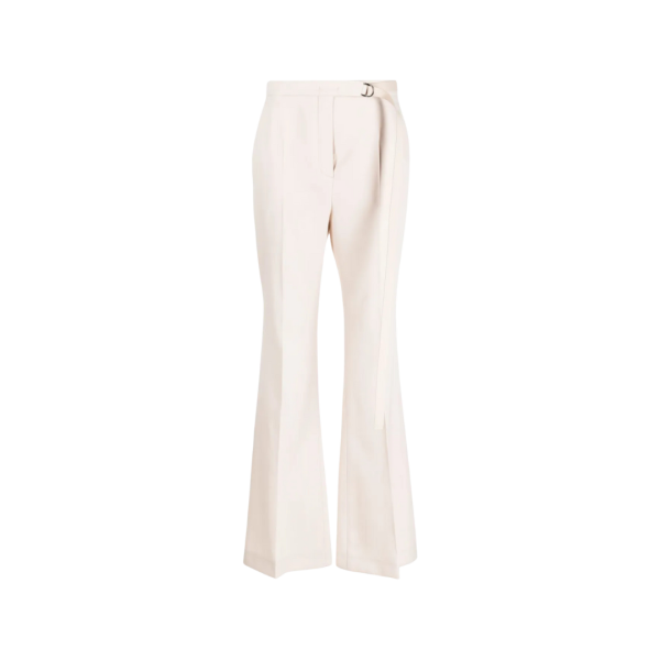 Pantalon long flare FENDI laine vierge écru taille haute