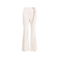 Pantalon long flare laine vierge écru taille haute