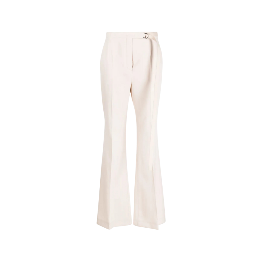 Pantalon long flare FENDI laine vierge écru taille haute