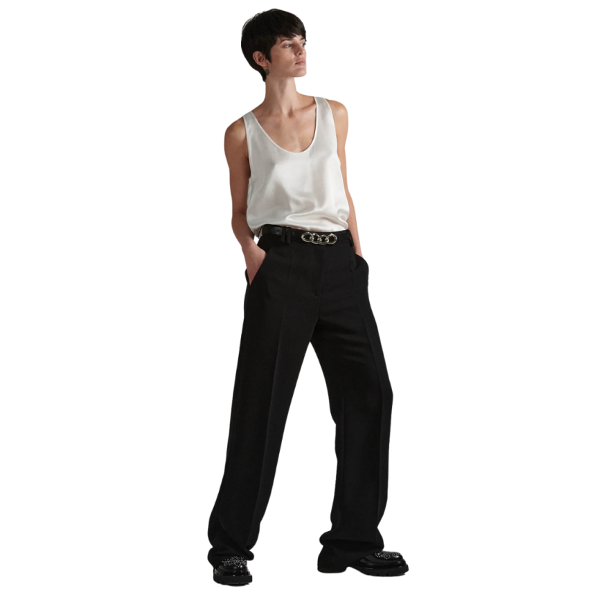 BARBARA BUI Débardeur col rond soie satin blanc