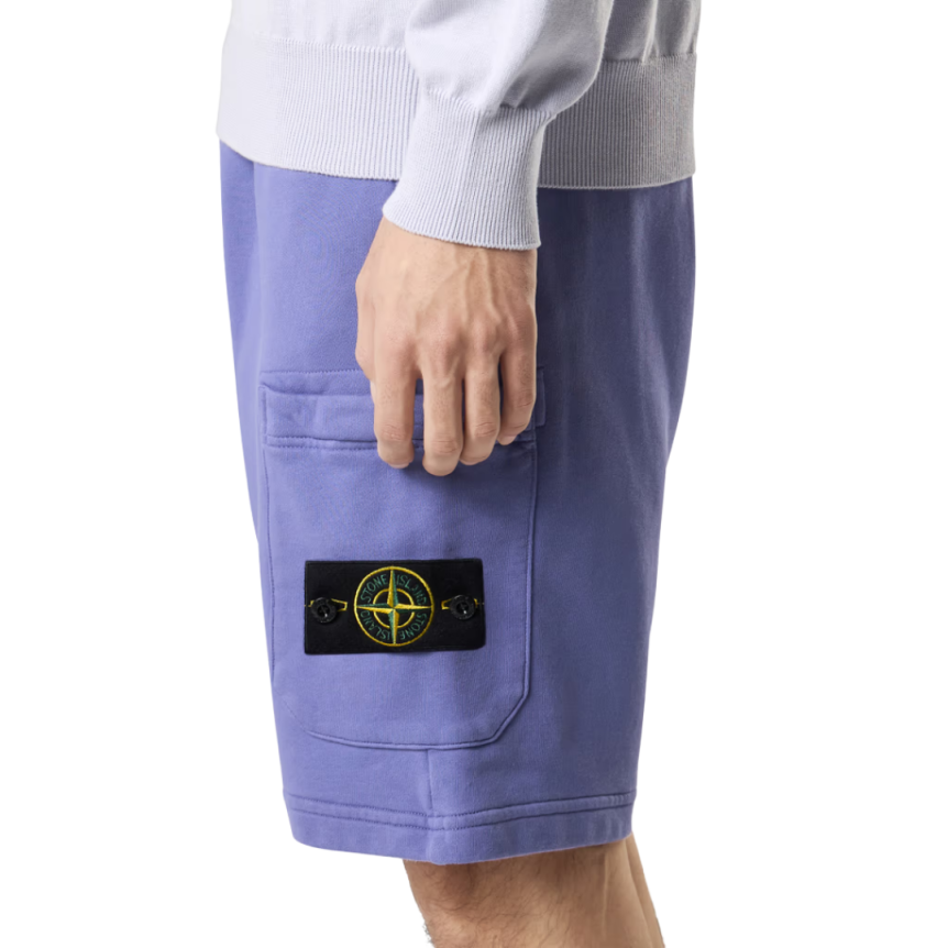 Short cargo STONE ISLAND coton violet lavande poches cordon taille élastique