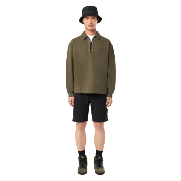 Short cargo STONE ISLAND coton noir poches cordon taille élastique