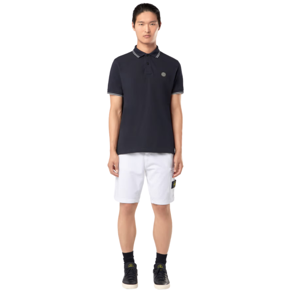 Short cargo STONE ISLAND coton blanc poches cordon taille élastique