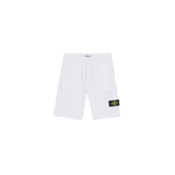 Short cargo STONE ISLAND coton blanc poches cordon taille élastique