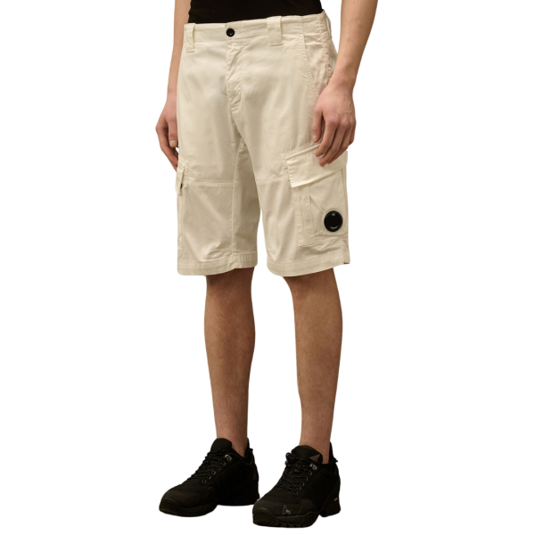 Short cargo CP COMPANY coton stretch doux blanc poche verre lunette