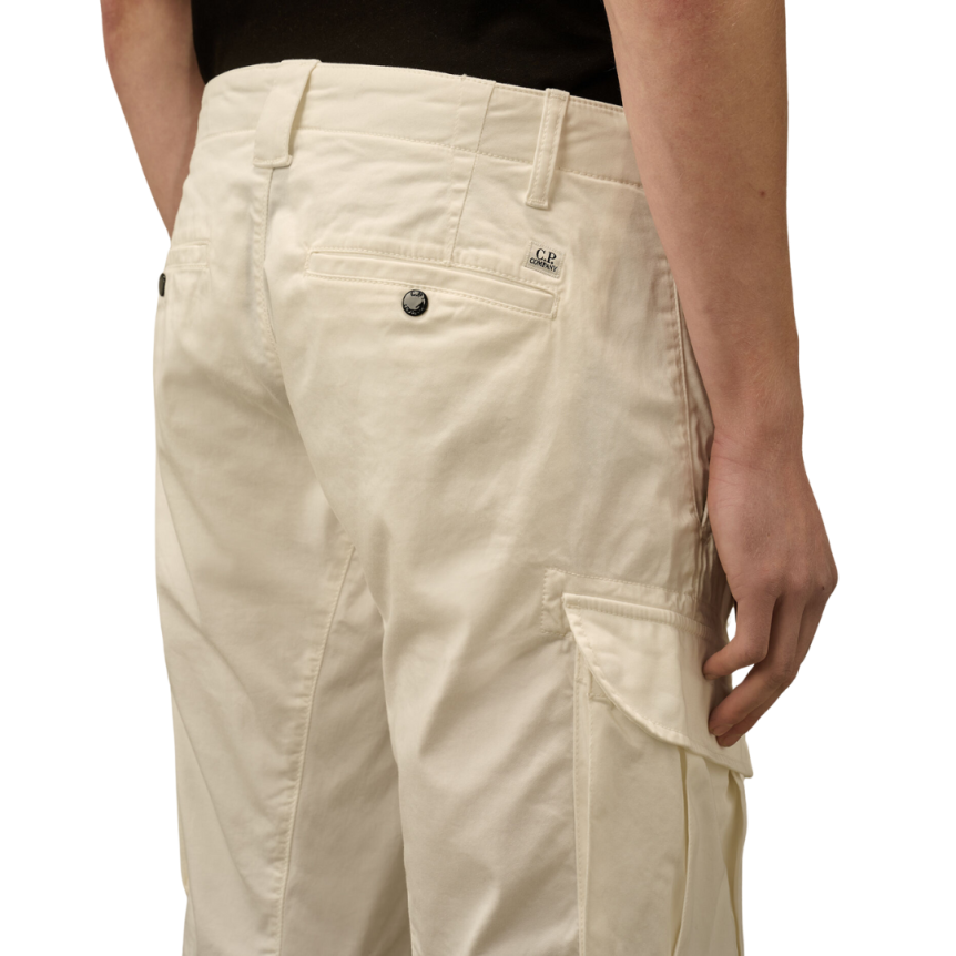 Short cargo CP COMPANY coton stretch doux blanc poche verre lunette