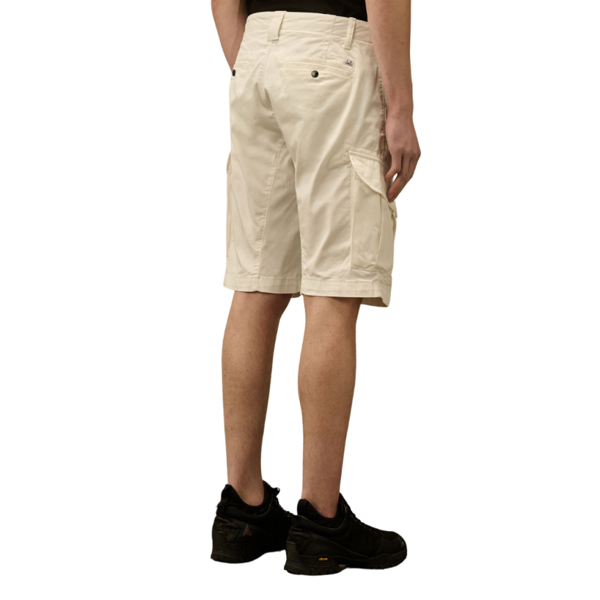 Short cargo CP COMPANY coton stretch doux blanc poche verre lunette