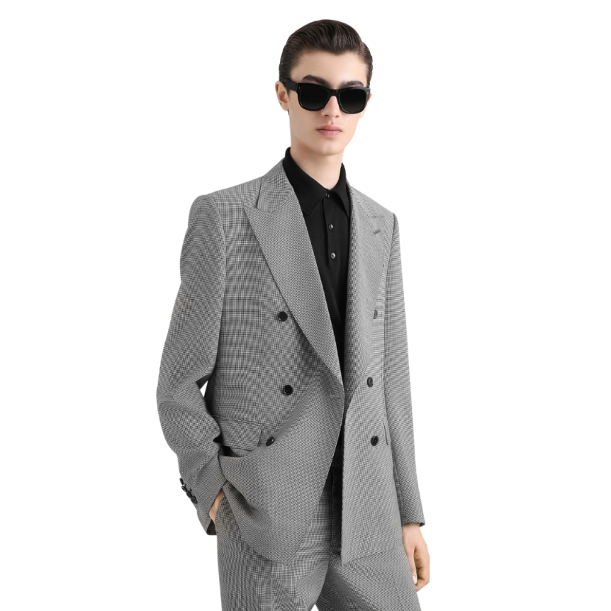 Veste de costume DOLCE & GABBANA double boutonnage laine vierge pied-de-poule