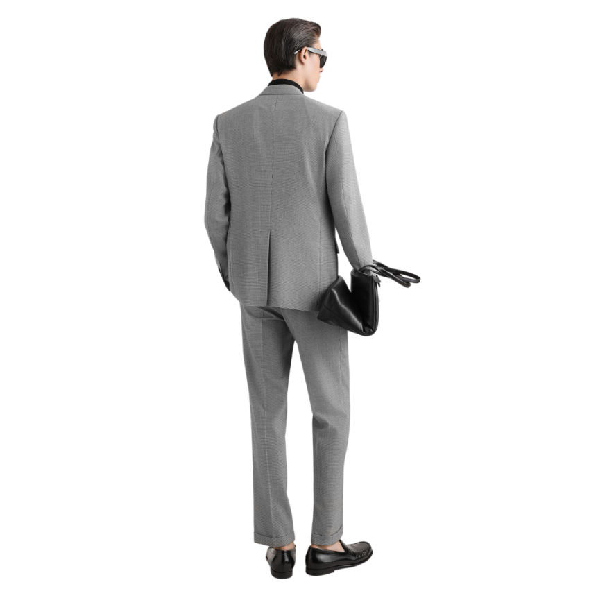 Pantalon de costume DOLCE & GABBANA revers laine vierge pied-de-poule