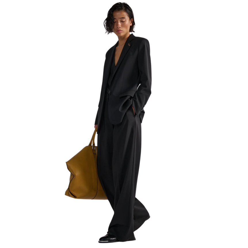 Veste de costume BARBARA BUI droite 1 bouton toile laine noir