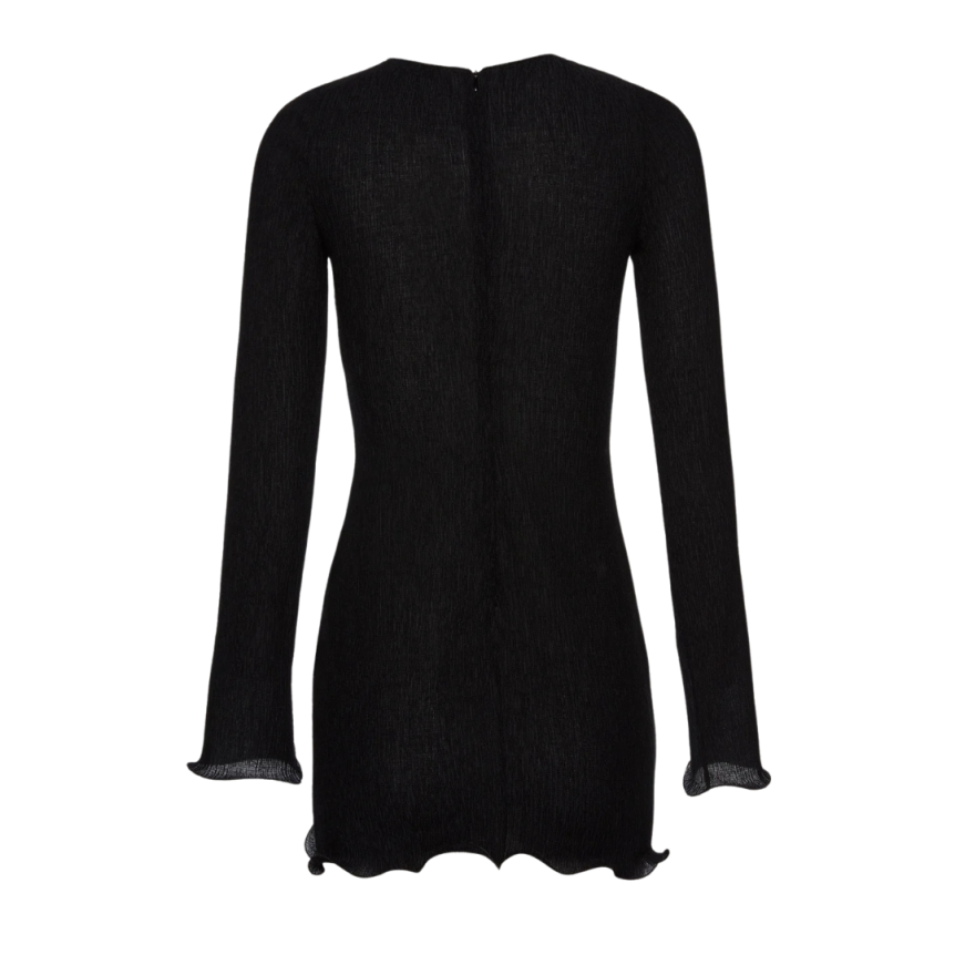 Mini robe MAGDA BUTRYM manche longue crêpe noir volants fleurs