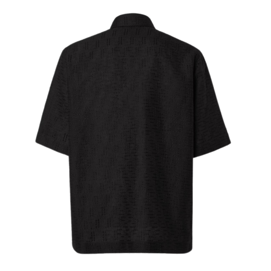 Chemise FENDI manches courtes large lin coton noir jacquard FF