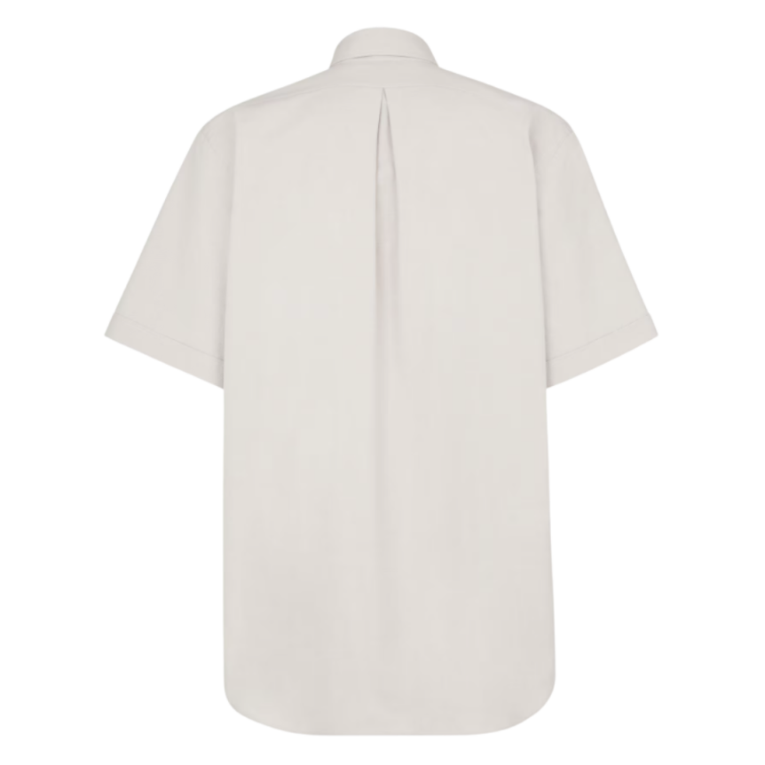 Chemise FENDI manche courte oxford coton beige broderie logo poche